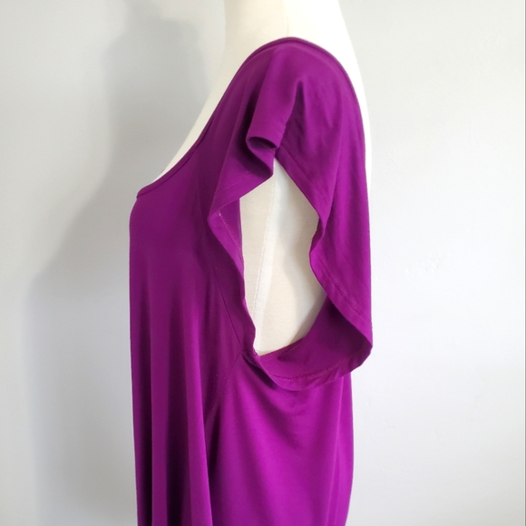 Modal Cold Shoulder Eggplant Tunic Top 2X - Picture 7 of 12